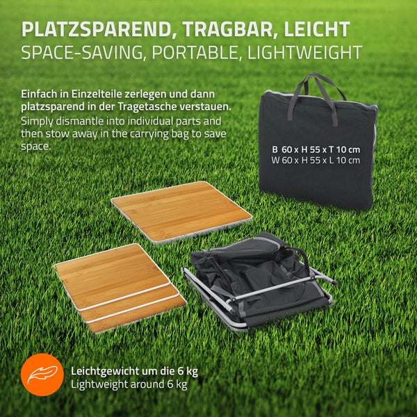 ECD Germany Campingschrank faltbar Holzoptik-Schwarz, 60x97,5x53cm, Campingküche mit Aluminiumgestell, Küchenbox tragbar mit Arbeitsplatte, 3 Ablagen, Tragetasche, Outdoorschrank Faltschrank aus Stoff