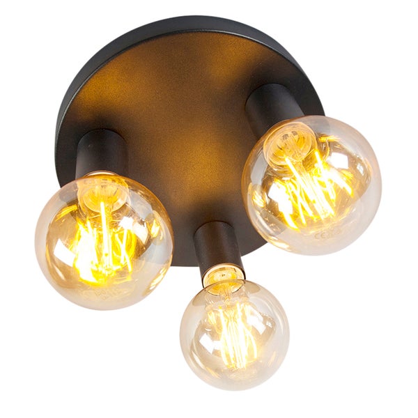 Schwarze Deckenleuchte mit drei Leuchten