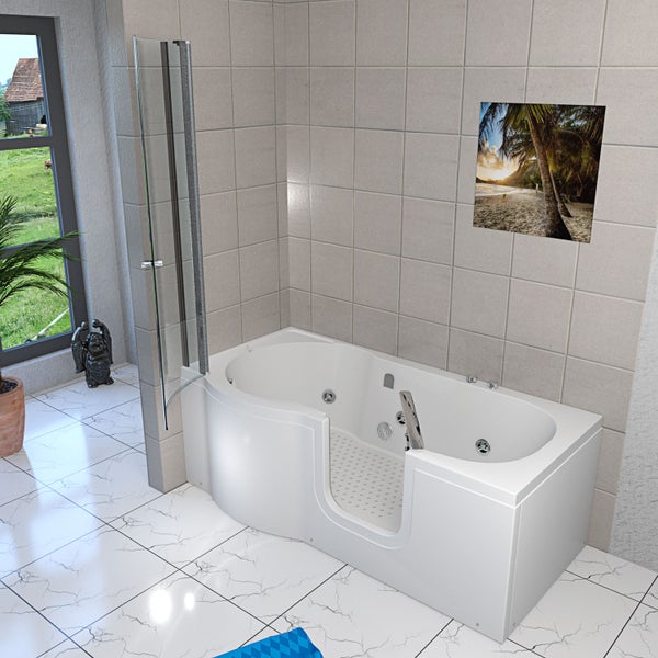 Seniorendusche und  Wanne mit Whirlpool S12D-WP-R 85x170 cm
