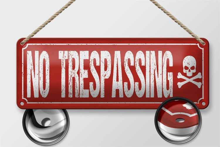 Blechschild Spruch 27x10cm No trespassing Dekoration