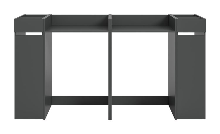 Moderner Schreibtisch mit integrierten Ablagefächern und geradlinigem Design