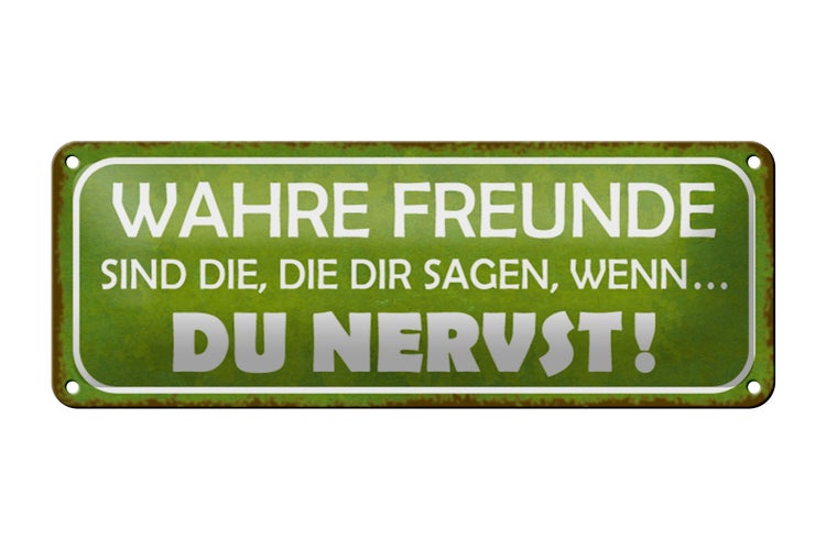 Blechschild Spruch 27x10cm wahre Freunde sagen du nervst Dekoration