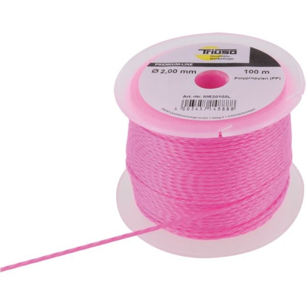 Triuso Leucht-Maurerschnur 2,0mm Polypropylen, pink-fluoreszierend, 100 mtr. - 1 Rolle