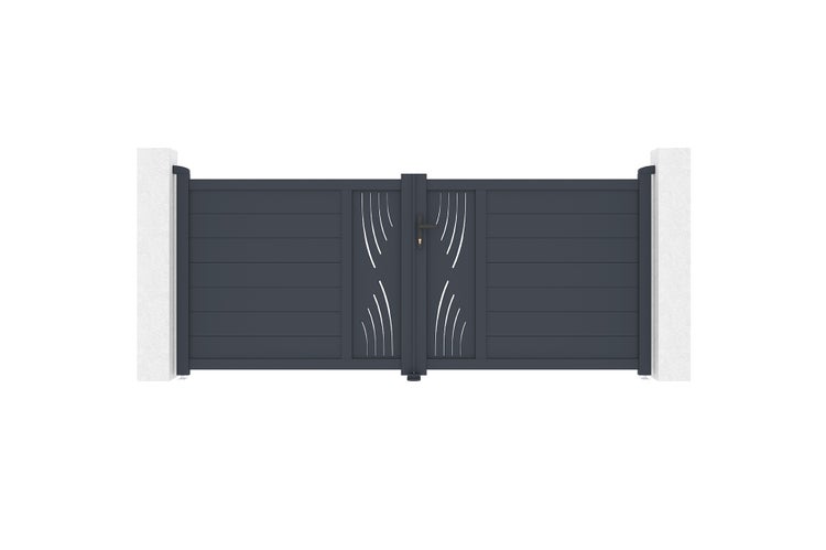 Flügeltor 3m VELETA H.120 graues Aluminium