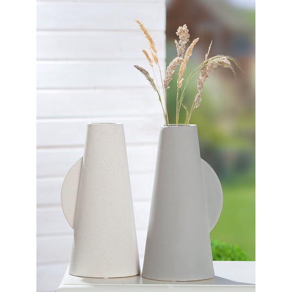 Vasen GILDE 2er Set GREZZO Tischvasen creme-grau Höhe 32,5cm Keramik