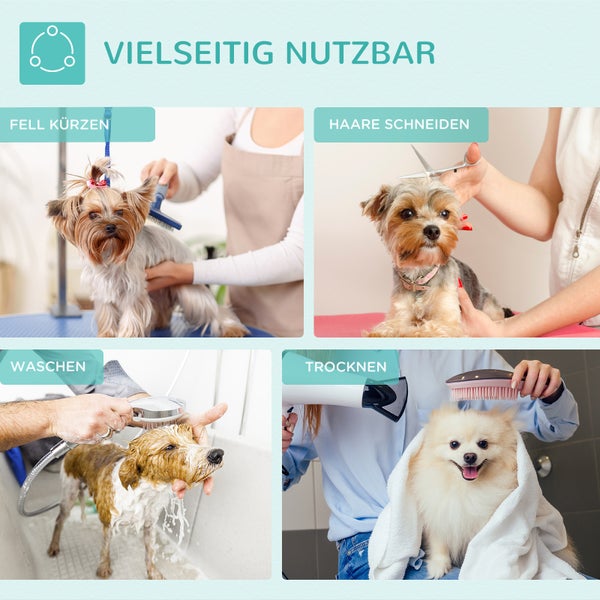 Vielseitig nutzbar: Darstellung von Fell kürzen, Haare schneiden, Waschen und Trocknen von Hunden