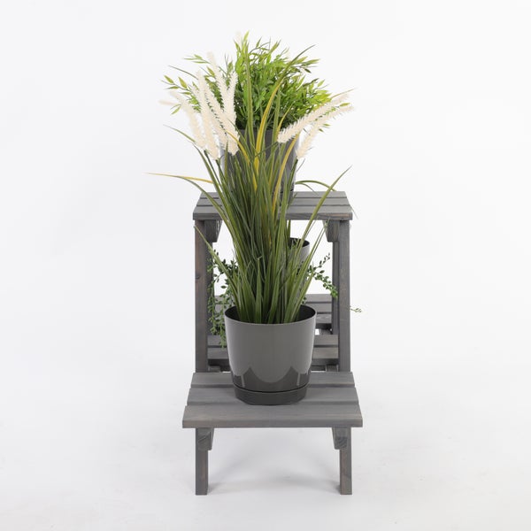 Blumenständer FLORACK HxBxT 45x74x25cm 3 Ablagen Kieferholz Grau