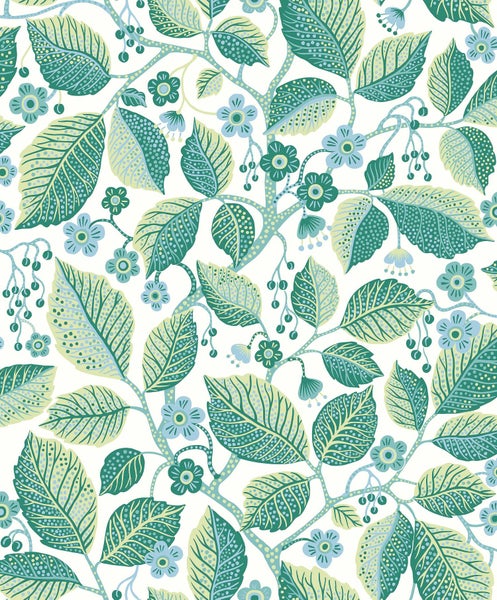 Borastapeter Tapete Blätter und Blumen Grün - 53 cm x 10.05 m - 662625