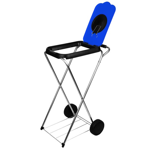 BigDean Müllsackständer SwingFix BLAU 120L - Müllbeutelhalter Blauer Gelber Sack Ständer Mülleimer Müllbeutelständer Müllsackhalter mit Rollen & Flascheneinwurf