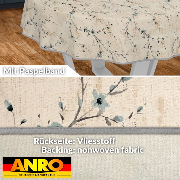 Tischdecke mit Blumenmuster und Paspelband