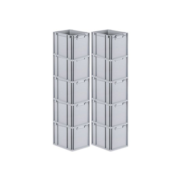 PROREGAL Spar Set 10x Eurobox Nextgen Economy Mit Scharnierdeckel & Roten Schiebeschnappverschlüsse Griffe Geschlossen HxBxT 32 x 30 x 40 cm 30 Liter