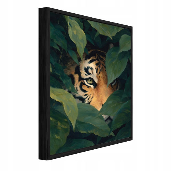 Gerahmtes Tigerbild mit Blättern