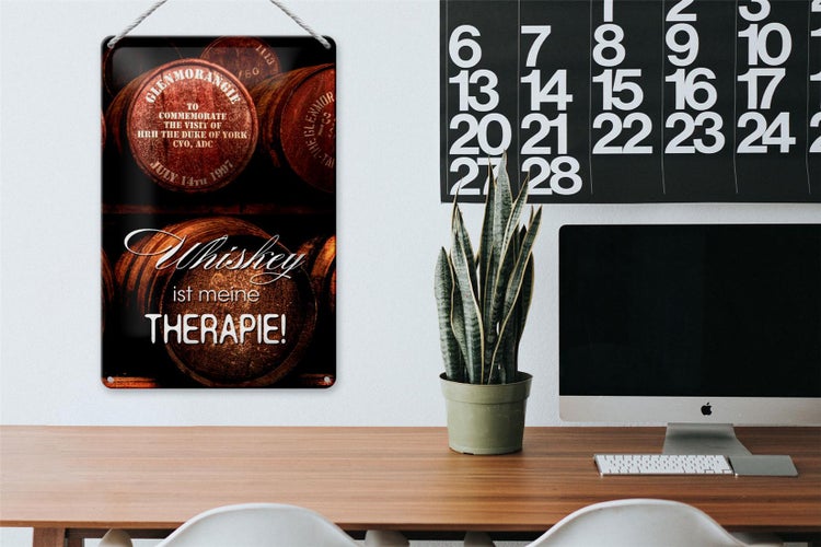 Blechschild Spruch 20x30cm Whiskey ist meine Therapie
