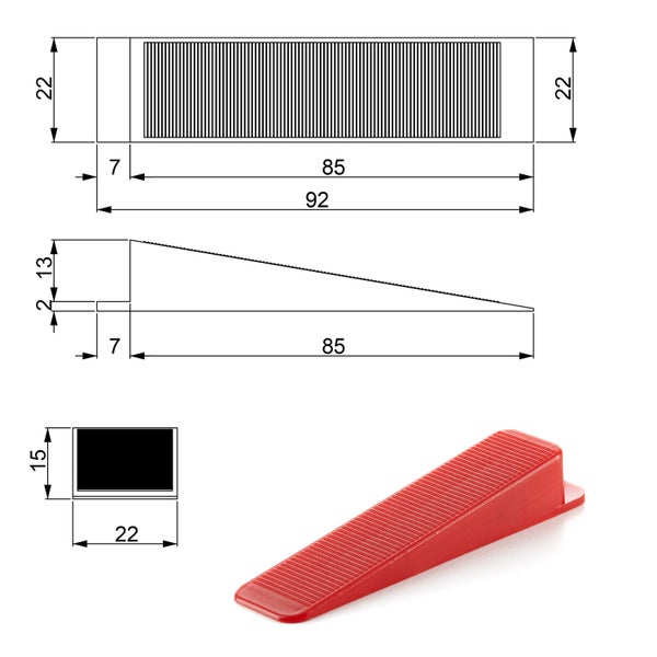 BigDean 500 Keile, Fliesenkeile - Fliesen Nivelliersystem - Frei wählbar - Riesen Auswahl an Fliesenkeilen & Zuglaschen - Verlegehilfe Fliesenleger Set - Made in Europe