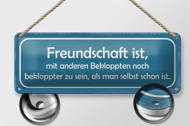 Blechschild Spruch 27x10cm Freundschaft noch bekloppter Dekoration