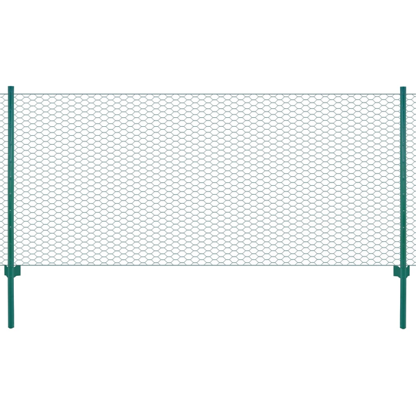 Maschendrahtzaun mit Pfosten Stahl 25 x 0,75 m Grün