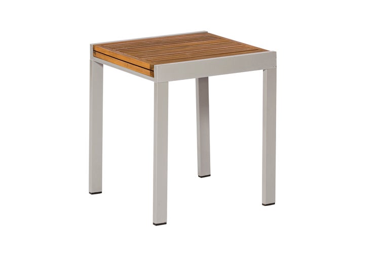 Balkonausziehtisch,silber/natur, 65 (130) x 65 cm