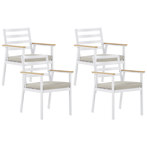 Set mit 4 Stühlen und Sitzkissen CAVOLI Metall Beige
