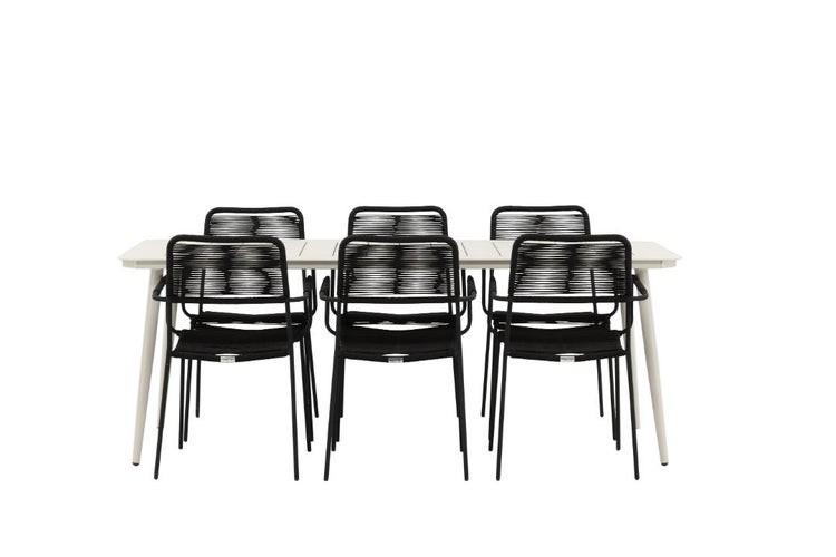 Gartentischset mit sechs Stühlen für den Außenbereich