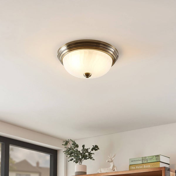 Lindby Deckenlampe Pakka (Retro, Vintage Antik) in Bronze (2 flammig E27) - Deckenleuchte Lampe Wohnzimmerleuchte