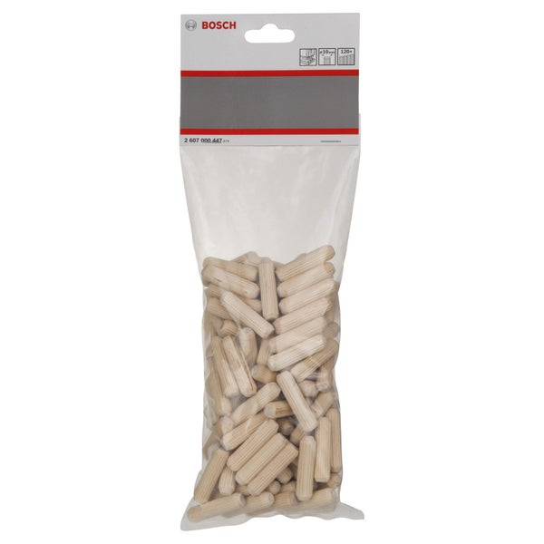 Bosch Logo Dübel Holz 10 mm, 120 Stück in Verpackung