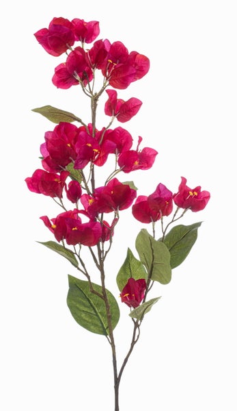 Künstliche Bougainvillea Kunstpflanze mit pinkfarbenen Blüten und gelben Stempeln.