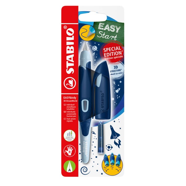 STABILO Füller EASYbirdy 3D DreamWorld Special Edition blau, für Rechtshänder, Feder A
