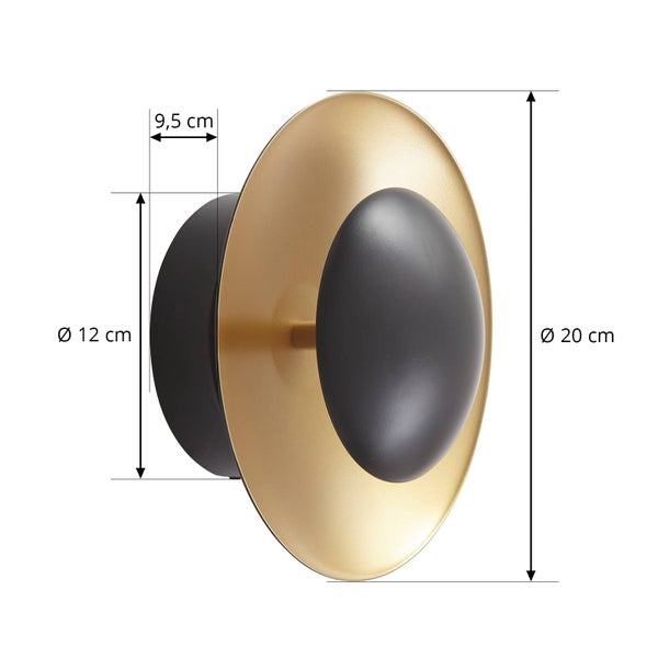 Lindby LED Wandlampe schwarz gold, Wandspot Wandleuchte innen Innenleuchte Wand Wand-Spot 5,5W Wandbeleuchtung Wohnzimmer Esszimmer Flur