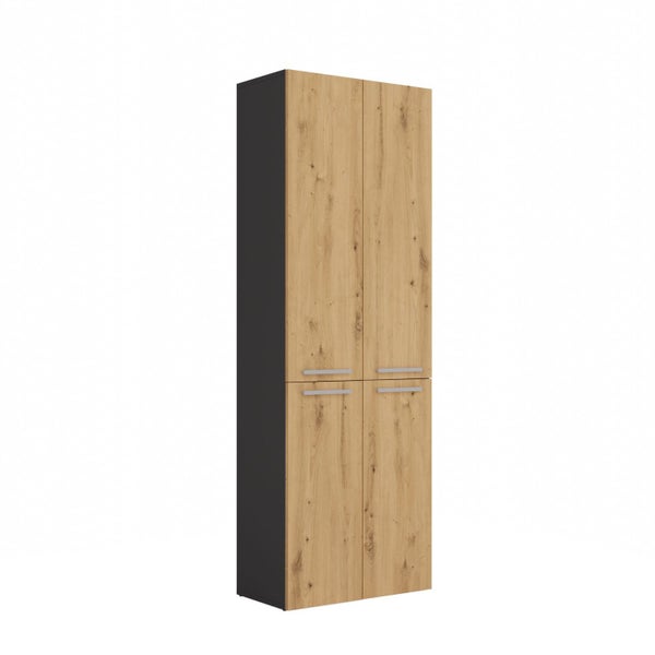 Hoher Schrank mit vier Türen und Griffen