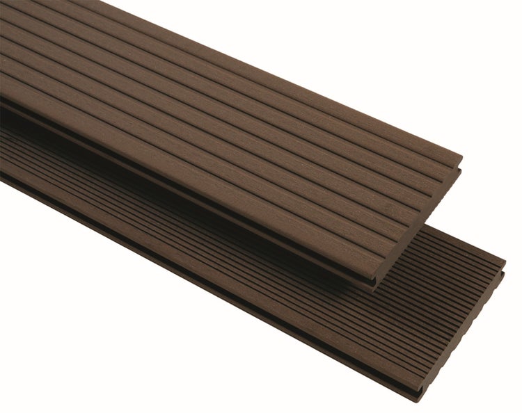 GartenLand WPC Terrassendiele Vintage Massiv 20 x 145 x 4000 mm Schokobraun Genutet und Geriffelt Vollprofil
