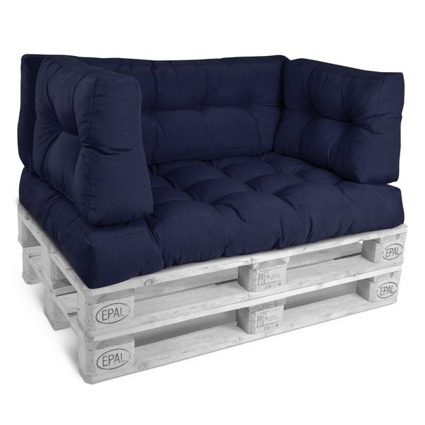 Beautissu ECO Style Palettenkissen Rücken 60x40x10cm Dunkelblau (2tlg)