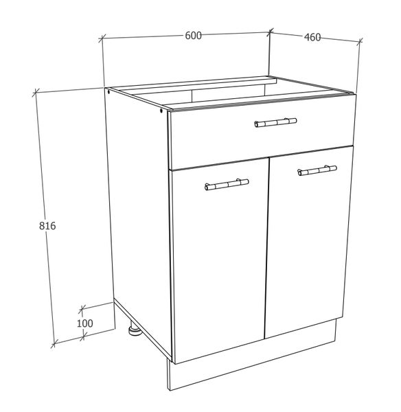 Küchenschrank B 60 cm Unterschrank Schublade Esilo