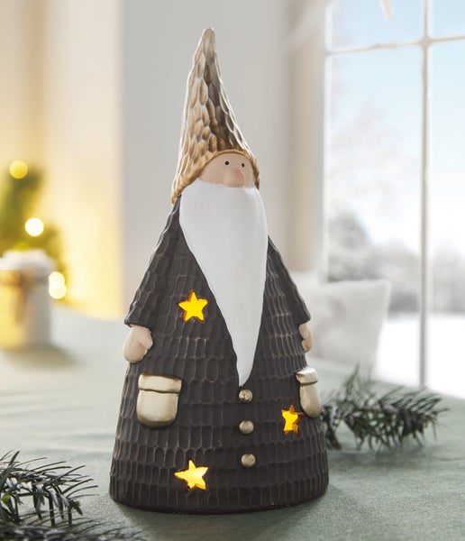 FRANK FLECHTWAREN | LED-Figur Weihnachts-Wichtel, 14 x 11 x 28,5 cm, POLYRESIN, KUNSTSTOFF