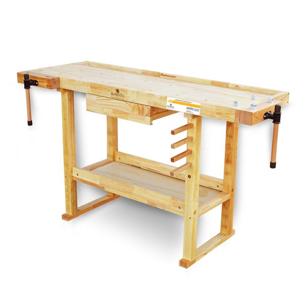 Werkbank aus Holz mit Schublade und Ablage