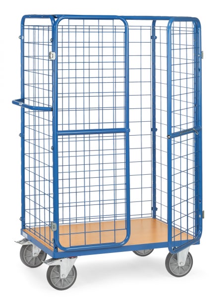 Gitterwagen mit Holzboden und Rollen