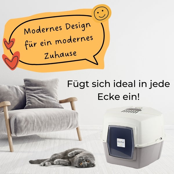 Große Eck Katzentoilette Katzenklo Ecke mit Deckel XXL Jumbo Ecktoilette Katzen Haubentoilette WC Filter Schaufel