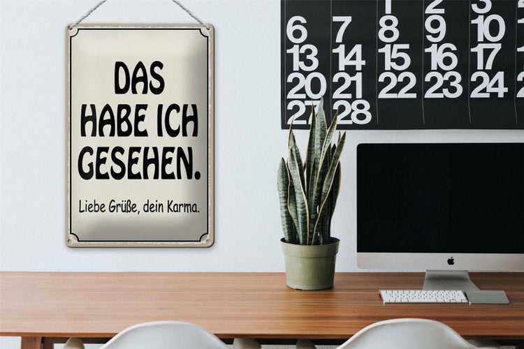 Blechschild Spruch 20x30cm das habe ich gesehen dein Karma