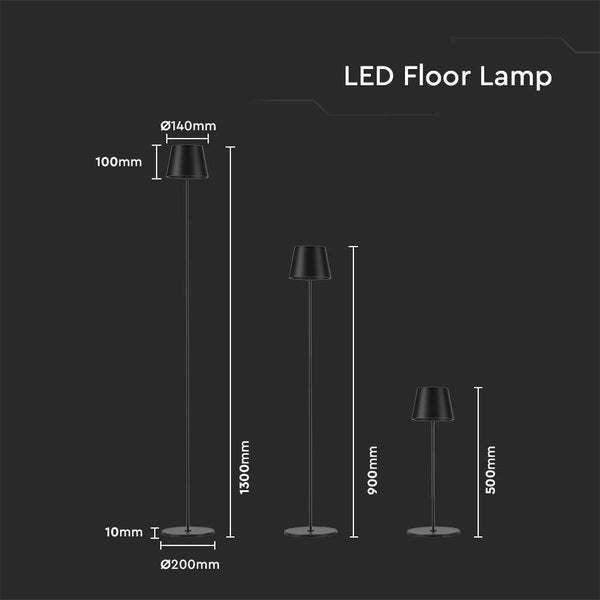 LED-Stehlampe mit Maßangaben