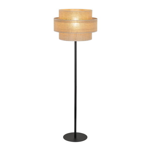 Stehleuchte mit Schirm aus Stoff und Metallfuß