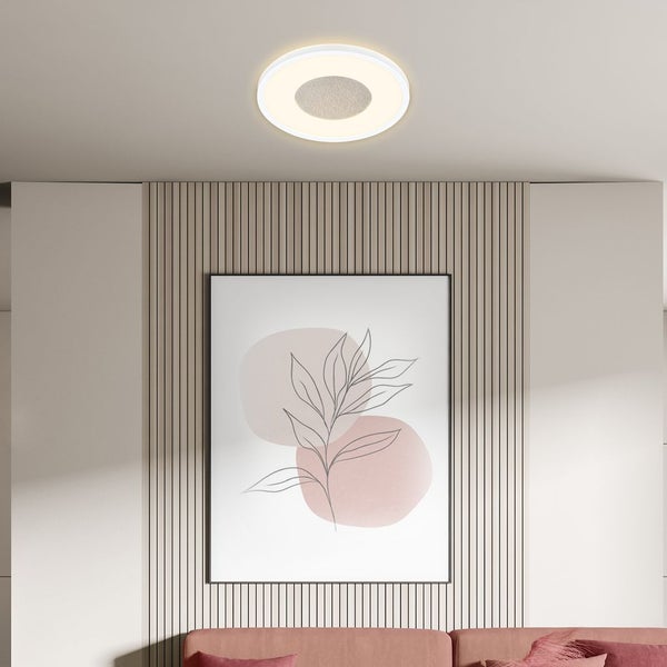 LED Deckenlampe flach Deckenleuchte Wohnzimmer Dimmbar Schlafzimmer Glitzerdekor