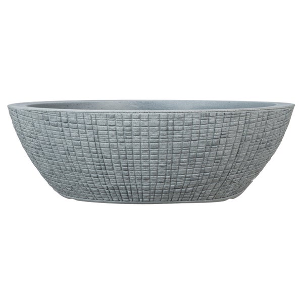 Scheurich Barceo Jardiniere 60, Pflanzschale/Blumentopf/Pflanzenschale, oval,  aus Kunststoff Farbe: Stony Grey, 58,5 cm Breite, 23,7 cm Tiefe, 19,5 cm hoch, 14,5 l Vol.