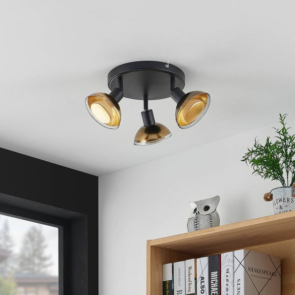 Lindby Strahler Erin in Schwarz aus Metall (3 flammig, GU10 ) - Deckenlampe Deckenleuchte Lampe Spot Wohnzimmerleuchte