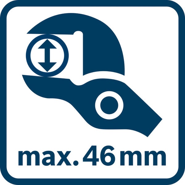 Symbol für Maulschlüssel mit einer maximalen Schlüsselweite von 46 mm