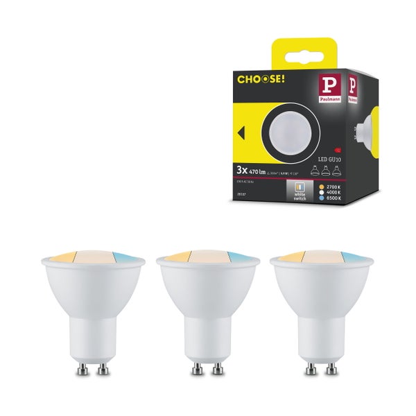 Standard 230V 3-Step-Dim LED Reflektor GU10 Choose White Switch GU10 230V 3x470lm 3x5,9W White Switch Weiß
