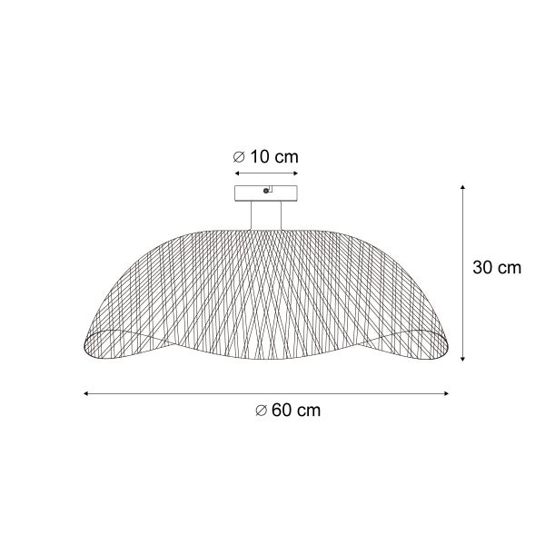 Technische Zeichnung einer Pendelleuchte mit den Maßen 60 mal 30 Zentimeter und einem Durchmesser von 10 Zentimetern.