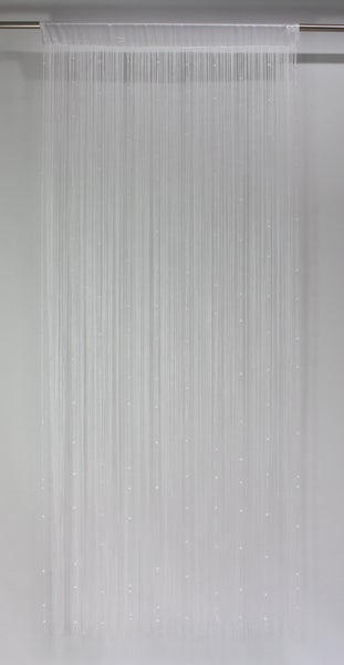 FRANK FLECHTWAREN | Fadenvorhang Weiße Perlen, POLYESTER, GH 220 cm, Breite 90 cm