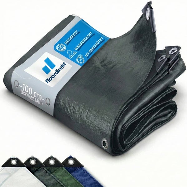 Abdeckplane mit Ösen im Abstand von 0 bis 100 Zentimetern, reißfest, wasserdicht und UV-geschützt