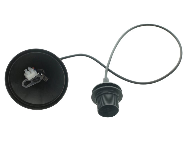 FRANK FLECHTWAREN | Lampen-Aufhängung Black, KUNSTSTOFF , Ø11cm x 80 cm