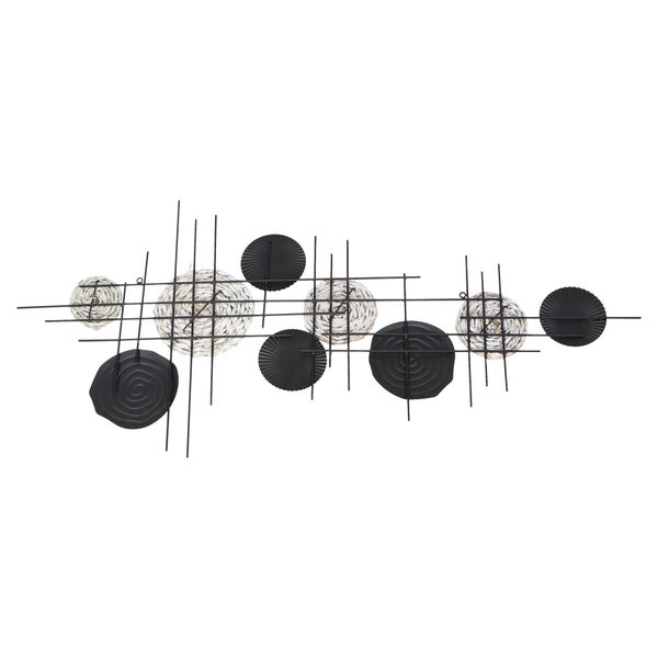 FRANK FLECHTWAREN | Wanddeko Circles, METALL, SEEGRAS, 112 x 3 x 51 cm