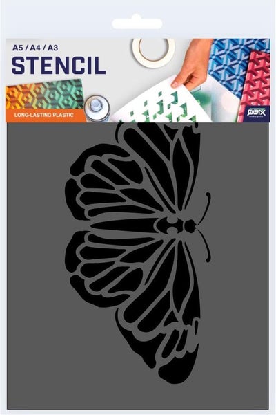 QBIX Schmetterling Schablone A5 Größe Kunststoff - Schmetterling ist 18cm breit